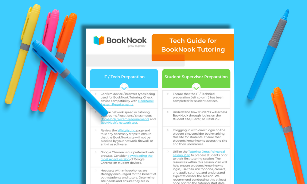 Screenshot of the Tech Guide for BookNook Tutoring PDF