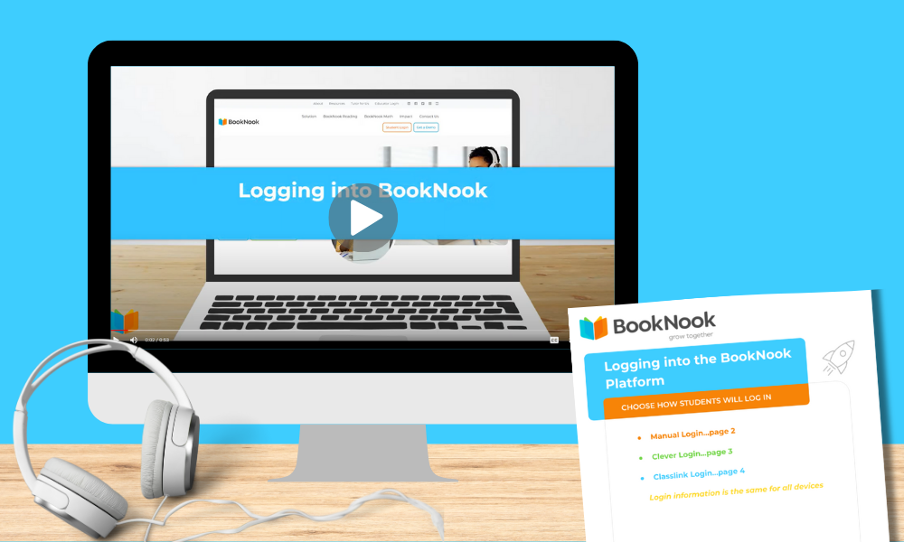 Screenshot of the Student BookNook Login Instructions PDF and video