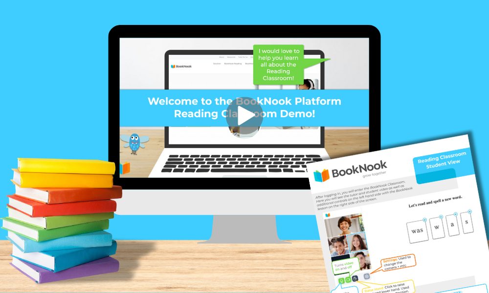 Screenshot of BookNook Reading Classroom Student Overview PDF and video