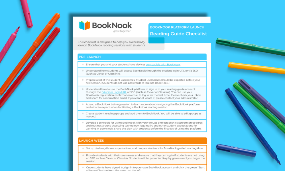 Checklist for BookNook Platform Tutors Screenshot of PDF