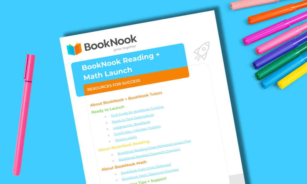 PDF screenshot of the BookNook Reading and Math Resource Guide