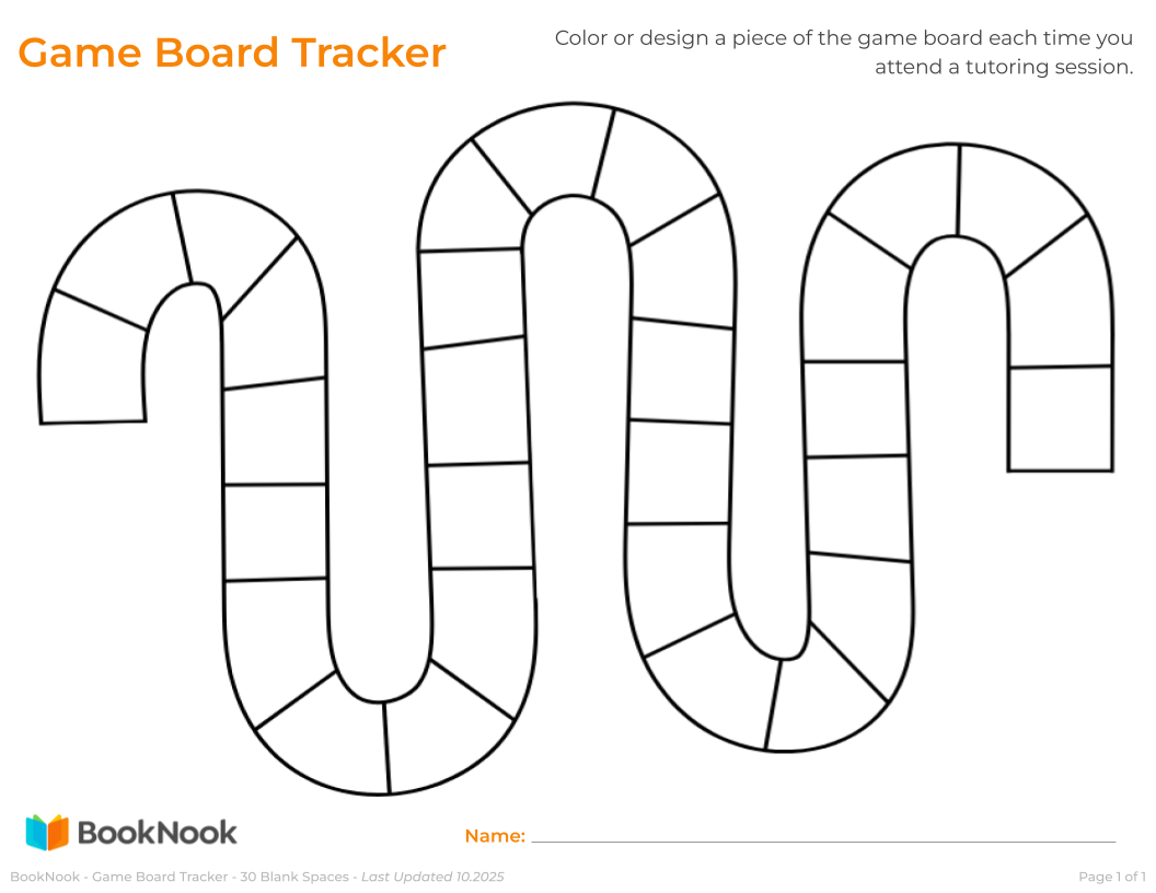 BookNook - Game Board Tracker - 30 Blank Spaces 10