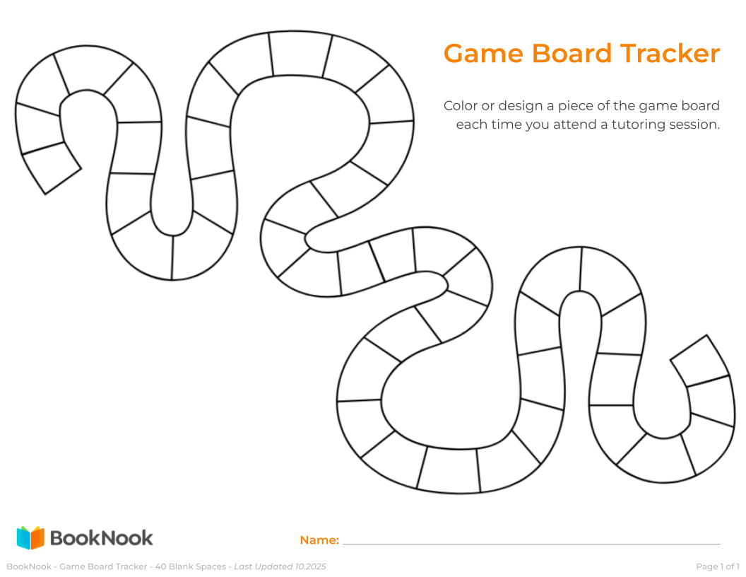 BookNook - Game Board Tracker - 40 Blank Spaces 10