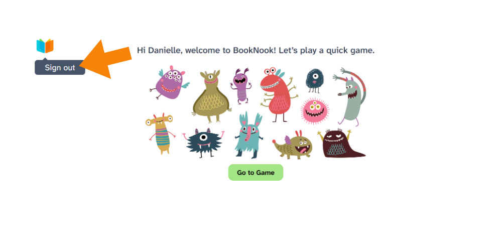 Post-lesson screen with "Sign out," "option